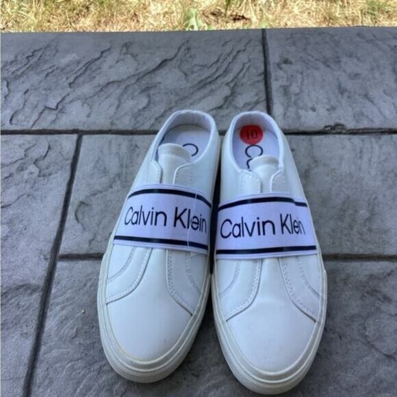 Acubi mermaidcore fairycore Calvin Klein Women's White and Black Mules size 10 - Picture 1 of 6